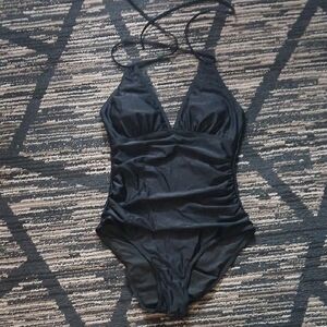 SOURCE UNKNOWN Womens Size S Black One Piece Halter Swimsuit NWOT